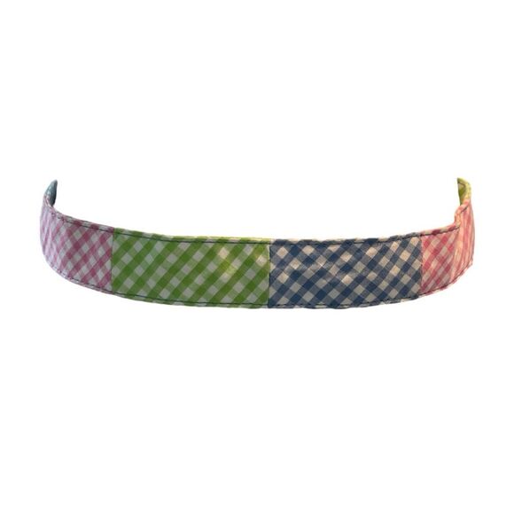 Vineyard Vines Gingham Check Canvas Belt Pink Blue Green Cotton D Rings Whale S - Picture 3 of 9